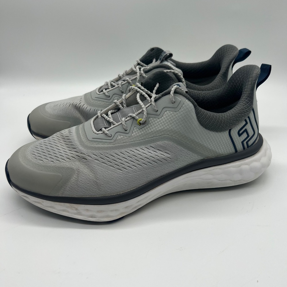 FootJoy FJ Quantum 56991 Men's Spikeless Golf Shoes Gray White Blue Sz 9.5 READ*